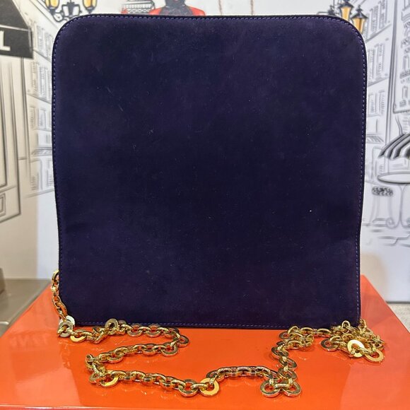 Iconic Vintage Suede Salvatore Ferragamo Princess Diana Clutch Bag Gancini Clasp - Picture 4 of 16